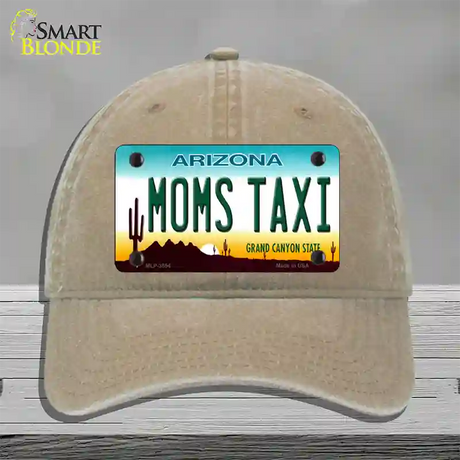 Moms Taxi Arizona Novelty License Plate Hat Unconstructed Cotton / Khaki