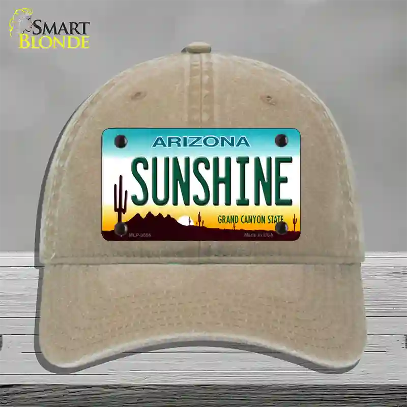 Sunshine Arizona Novelty License Plate Hat Unconstructed Cotton / Khaki