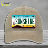Sunshine Arizona Novelty License Plate Hat Unconstructed Cotton / Khaki