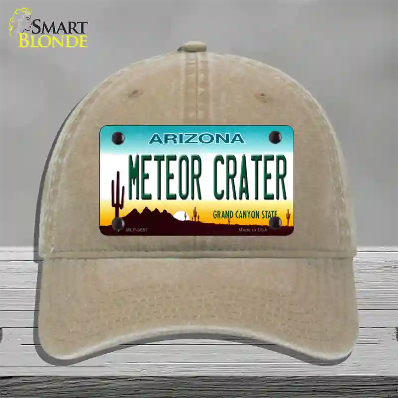 Arizona Meteor Crater Novelty License Plate Hat Unconstructed Cotton / Khaki