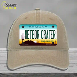 Arizona Meteor Crater Novelty License Plate Hat Unconstructed Cotton / Khaki