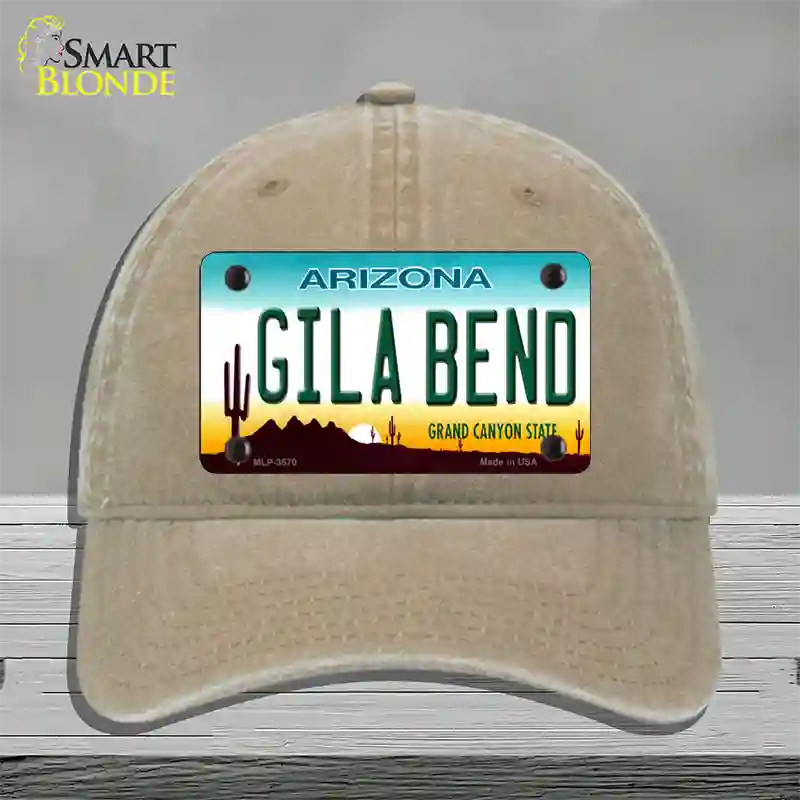 Gila Bend Arizona Novelty License Plate Hat Unconstructed Cotton / Khaki