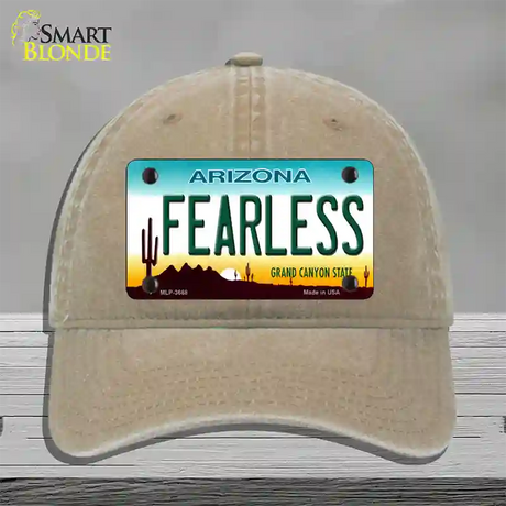 Fearless Arizona Novelty License Plate Hat Unconstructed Cotton / Khaki