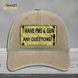PMS And A Gun Novelty License Plate Hat Unconstructed Cotton / Khaki
