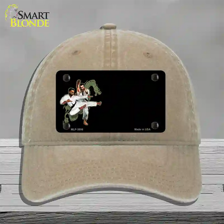 Karate Offset Novelty License Plate Hat Unconstructed Cotton / Khaki