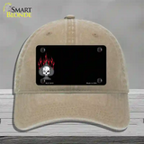 Flaming Spade Offset Novelty License Plate Hat Unconstructed Cotton / Khaki