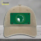African Union Flag Novelty License Plate Hat Unconstructed Cotton / Khaki