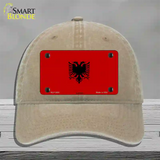Albania Flag Novelty License Plate Hat Unconstructed Cotton / Khaki