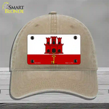 Gibraltar Flag Novelty License Plate Hat Unconstructed Cotton / Khaki