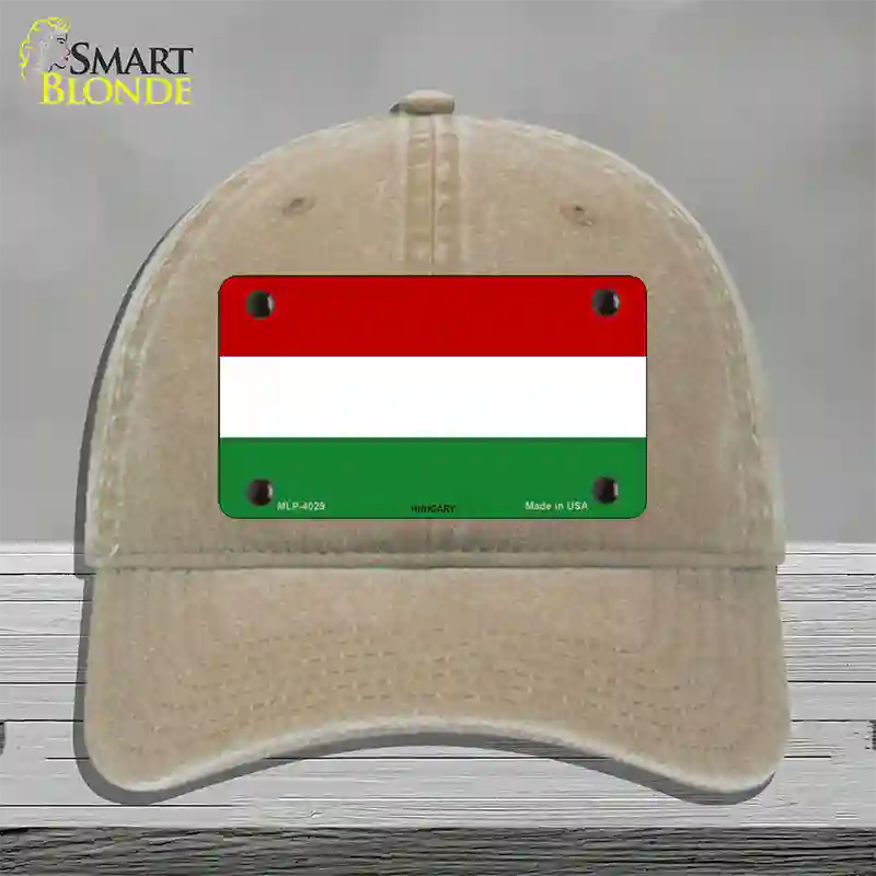 Hungary Flag Novelty License Plate Hat Unconstructed Cotton / Khaki
