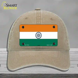 India Flag Novelty License Plate Hat Unconstructed Cotton / Khaki