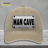Man Cave Diamond Effect Novelty License Plate Hat Unconstructed Cotton / Khaki