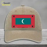 Maldives Flag Novelty License Plate Hat Unconstructed Cotton / Khaki