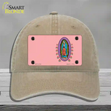 Virgin Mary Pink Novelty License Plate Hat Unconstructed Cotton / Khaki