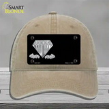 Diamonds Offset Novelty License Plate Hat Unconstructed Cotton / Khaki