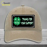 Thanks For Your Support 4-H Novelty License Plate Hat Unconstructed Cotton / Khaki