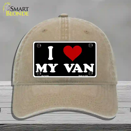 I Love My Van Black Novelty License Plate Hat Unconstructed Cotton / Khaki