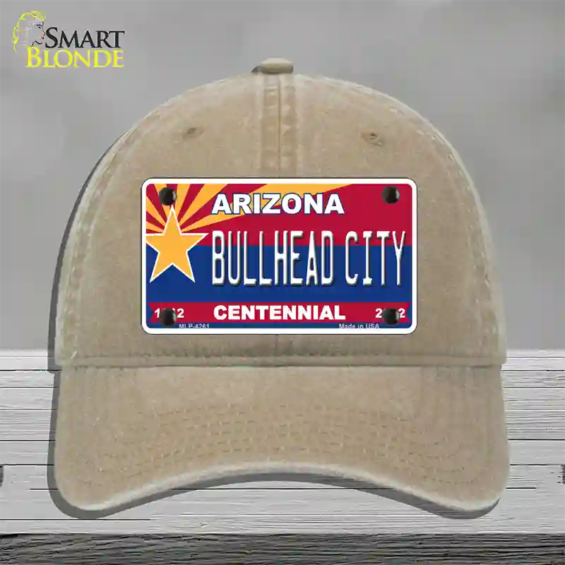 Arizona Centennial Bullhead City Novelty License Plate Hat Unconstructed Cotton / Khaki