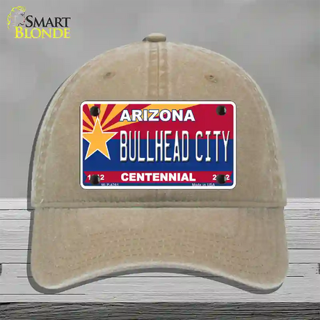 Arizona Centennial Bullhead City Novelty License Plate Hat Unconstructed Cotton / Khaki