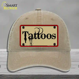 Tattoos Novelty License Plate Hat Unconstructed Cotton / Khaki
