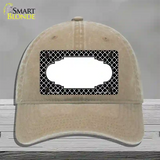 Black White Quatrefoil Center Scallop Novelty License Plate Hat Unconstructed Cotton / Khaki