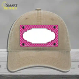 Pink White Quatrefoil Center Scallop Novelty License Plate Hat Unconstructed Cotton / Khaki