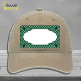 Green White Quatrefoil Center Scallop Novelty License Plate Hat Unconstructed Cotton / Khaki