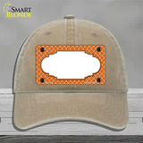 Orange White Quatrefoil Center Scallop Novelty License Plate Hat Unconstructed Cotton / Khaki