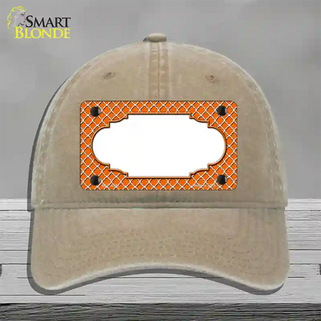 Orange White Quatrefoil Center Scallop Novelty License Plate Hat Unconstructed Cotton / Khaki
