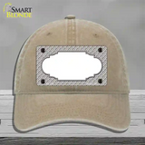 Grey White Quatrefoil Center Scallop Novelty License Plate Hat Unconstructed Cotton / Khaki