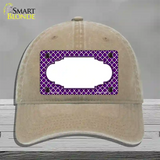 Purple White Quatrefoil Center Scallop Novelty License Plate Hat Unconstructed Cotton / Khaki