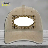 Brown White Quatrefoil Center Scallop Novelty License Plate Hat Unconstructed Cotton / Khaki