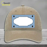 Light Blue White Quatrefoil Center Scallop Novelty License Plate Hat Unconstructed Cotton / Khaki