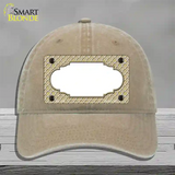 Gold White Quatrefoil Center Scallop Novelty License Plate Hat Unconstructed Cotton / Khaki
