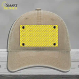 Yellow White Quatrefoil Novelty License Plate Hat Unconstructed Cotton / Khaki