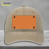 Orange White Quatrefoil Novelty License Plate Hat Unconstructed Cotton / Khaki