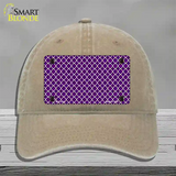 Purple White Quatrefoil Novelty License Plate Hat Unconstructed Cotton / Khaki