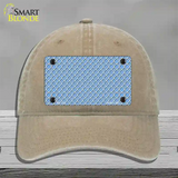 Light Blue White Quatrefoil Novelty License Plate Hat Unconstructed Cotton / Khaki