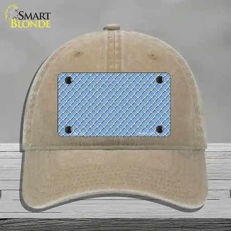 Light Blue White Quatrefoil Novelty License Plate Hat Unconstructed Cotton / Khaki
