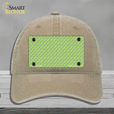 Lime Green White Quatrefoil Novelty License Plate Hat Unconstructed Cotton / Khaki