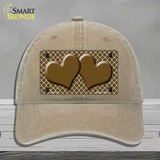 Brown White Quatrefoil Brown Center Hearts Novelty License Plate Hat Unconstructed Cotton / Khaki