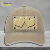 Gold White Quatrefoil Gold Center Hearts Novelty License Plate Hat Unconstructed Cotton / Khaki