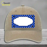 Scallop Blue White Polka Dot Novelty License Plate Hat Unconstructed Cotton / Khaki