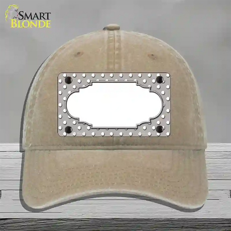 Scallop Grey White Polka Dot Novelty License Plate Hat Unconstructed Cotton / Khaki