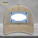 Scallop Light Blue White Polka Dot Novelty License Plate Hat Unconstructed Cotton / Khaki