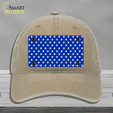 Blue Polka Dot Novelty License Plate Hat Unconstructed Cotton / Khaki