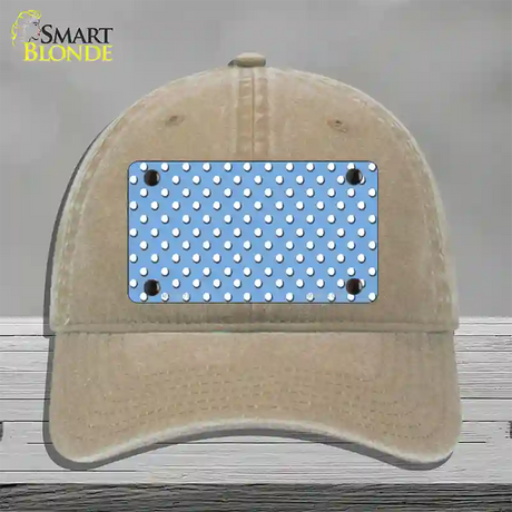 Light Blue Polka Dot Novelty License Plate Hat Unconstructed Cotton / Khaki