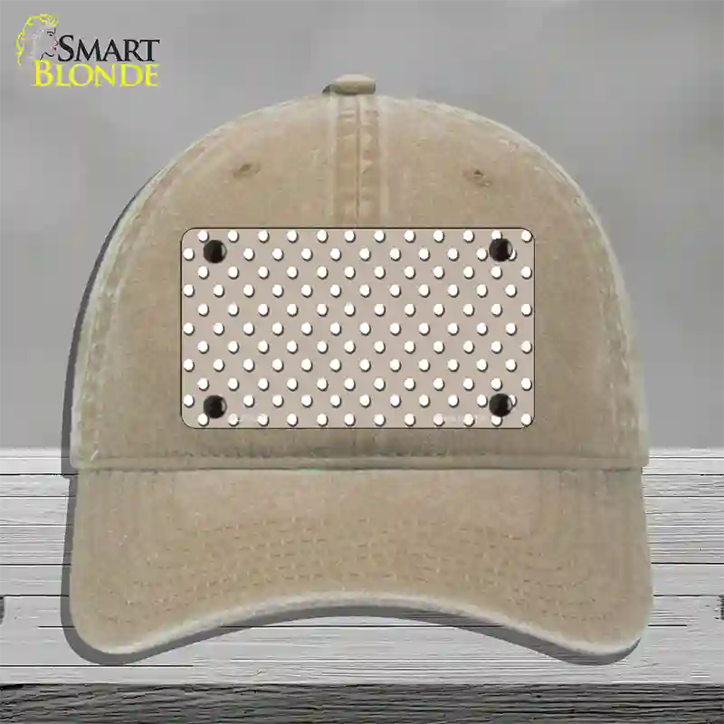 Tan Polka Dot Novelty License Plate Hat Unconstructed Cotton / Khaki