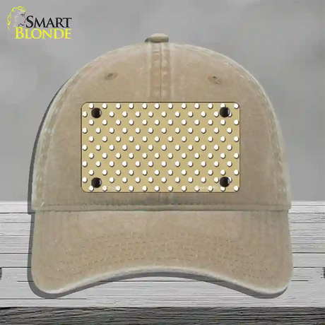 Gold Polka Dot Novelty License Plate Hat Unconstructed Cotton / Khaki