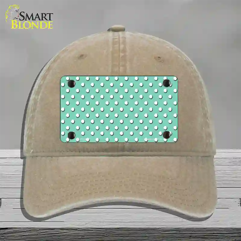 Mint Polka Dot Novelty License Plate Hat Unconstructed Cotton / Khaki